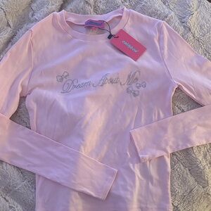 Edikted Dreamy Pink Long Sleeve Tee